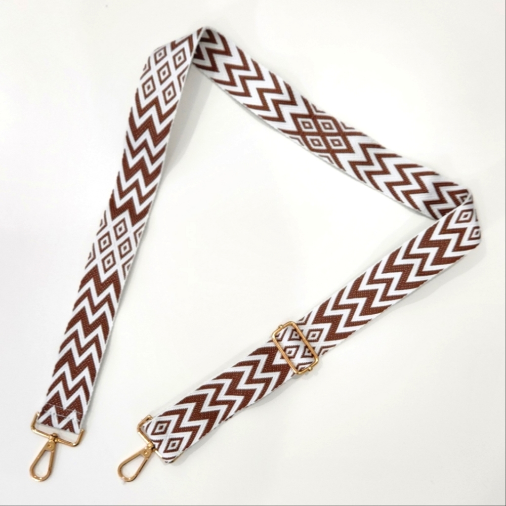 Brown and White Patterned Bag Strap